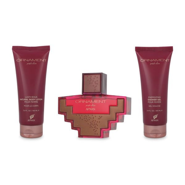 AFNAN SET ORNAMENT PURPLE ALLURE POUR FEMME 3PZAS