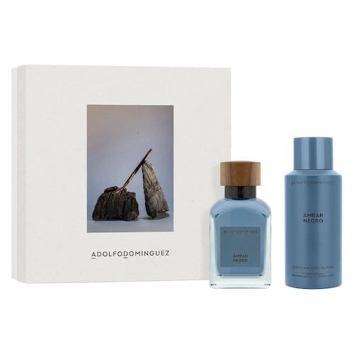 ADOLFO DOMINGUEZ SET AMBAR NEGRO HOMBRE EDP 2 PZAS