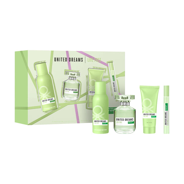 BENETTON SET LIVE FREE FOR HER EDT 4 PZAS
