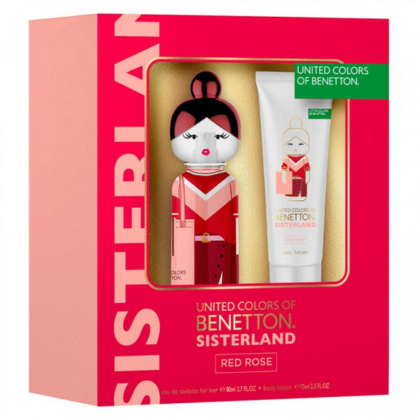 BENETTON SET RED ROSE FOR HER 2 PZAS