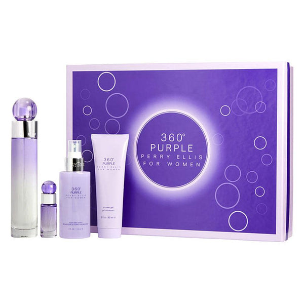 PERRY ELLIS SET 360 PURPLE FOR WOMAN 4 PZAS