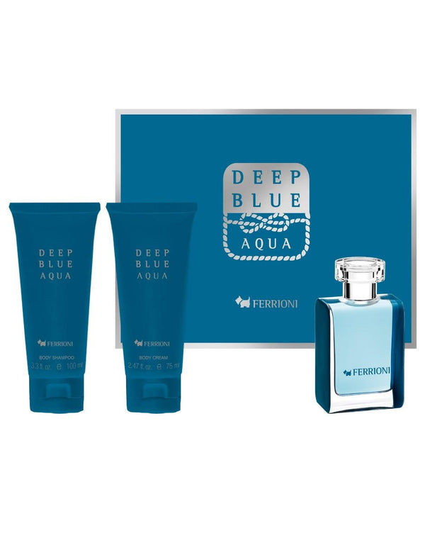 FERRIONI SET DEEP BLUE AQUA  FOR HIM 3 PZAS